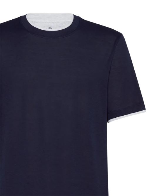 Navy blue man t-shirt Brunello Cucinelli | MD8217427CW770